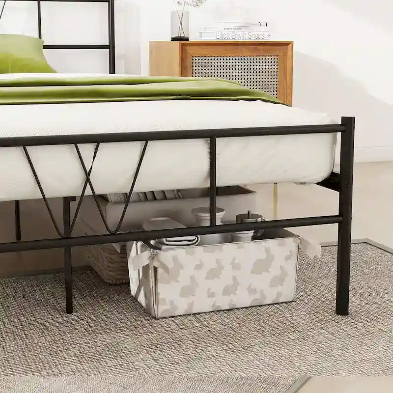 Twin Size Metal Platform Bed Frame with Headboard Footboard, Heavy Duty Steel Slat Support, Easy Assembly Mattress Foundation