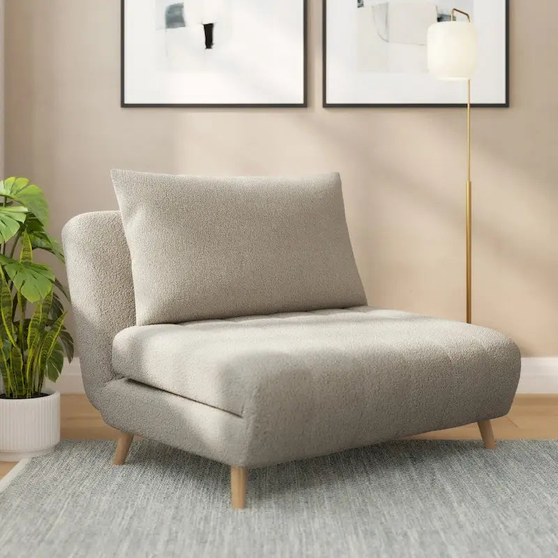 Foldable Sleep Chair with Hideaway Legs and Backrest Pillow - 75.5D x 41W x 30H