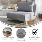 Foldable Sleep Chair with Hideaway Legs and Backrest Pillow - 75.5D x 41W x 30H