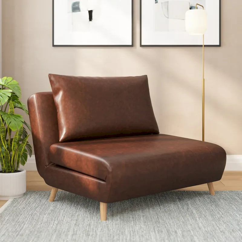 Foldable Sleep Chair with Hideaway Legs and Backrest Pillow - 75.5D x 41W x 30H
