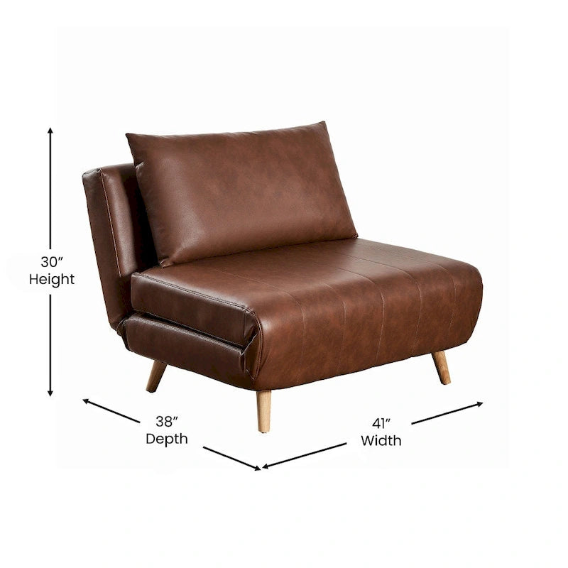 Foldable Sleep Chair with Hideaway Legs and Backrest Pillow - 75.5D x 41W x 30H