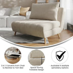 Foldable Sleep Chair with Hideaway Legs and Backrest Pillow - 75.5D x 41W x 30H