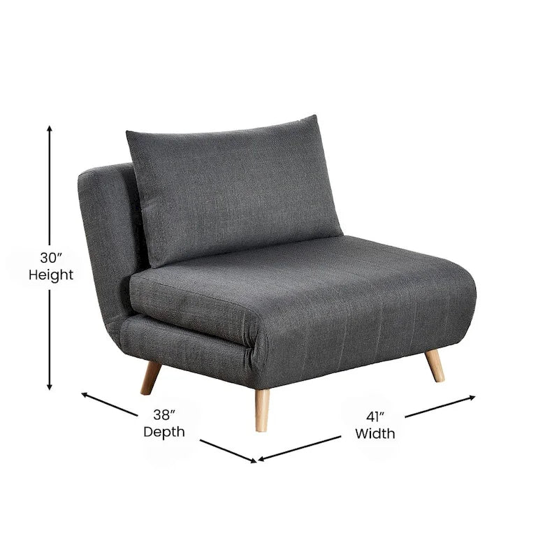 Foldable Sleep Chair with Hideaway Legs and Backrest Pillow - 75.5D x 41W x 30H
