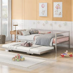 Merax Twin Size Metal Daybed with Adjustable Trundle, Pop Up Trundle