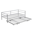Merax Twin Size Metal Daybed with Adjustable Trundle, Pop Up Trundle