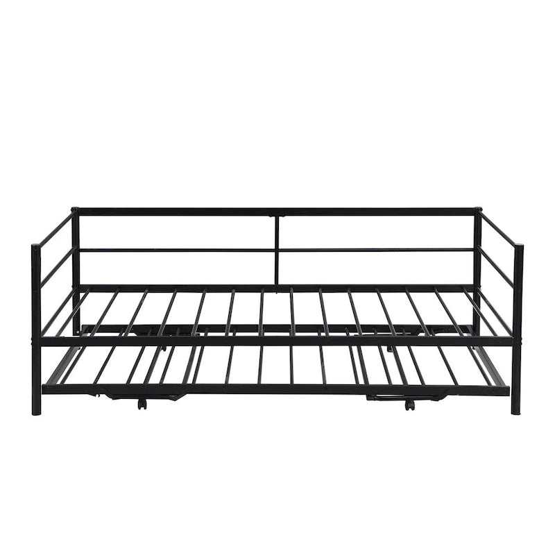 Merax Twin Size Metal Daybed with Adjustable Trundle, Pop Up Trundle