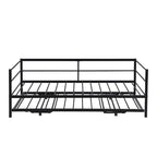 Merax Twin Size Metal Daybed with Adjustable Trundle, Pop Up Trundle