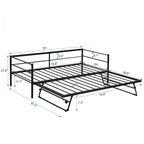 Merax Twin Size Metal Daybed with Adjustable Trundle, Pop Up Trundle