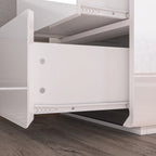 White Modern LED Nightstand High Gloss Bedside Tables with 2 Drawers