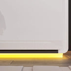 White Modern LED Nightstand High Gloss Bedside Tables with 2 Drawers