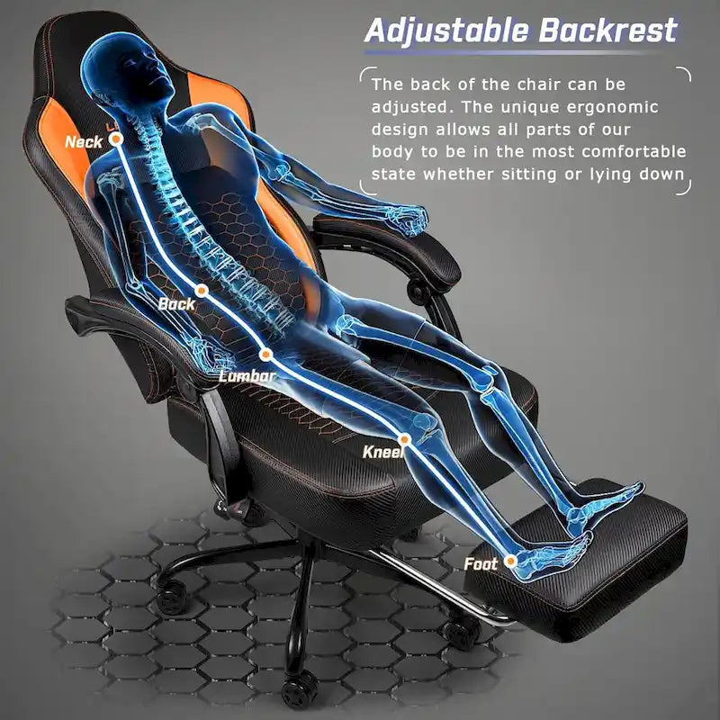 Bossin Gaming Chairs with Footrest, Big and Tall Chair 400 Capacity, Racing Style Computer Chair with Ergonomic Lumbar Support
