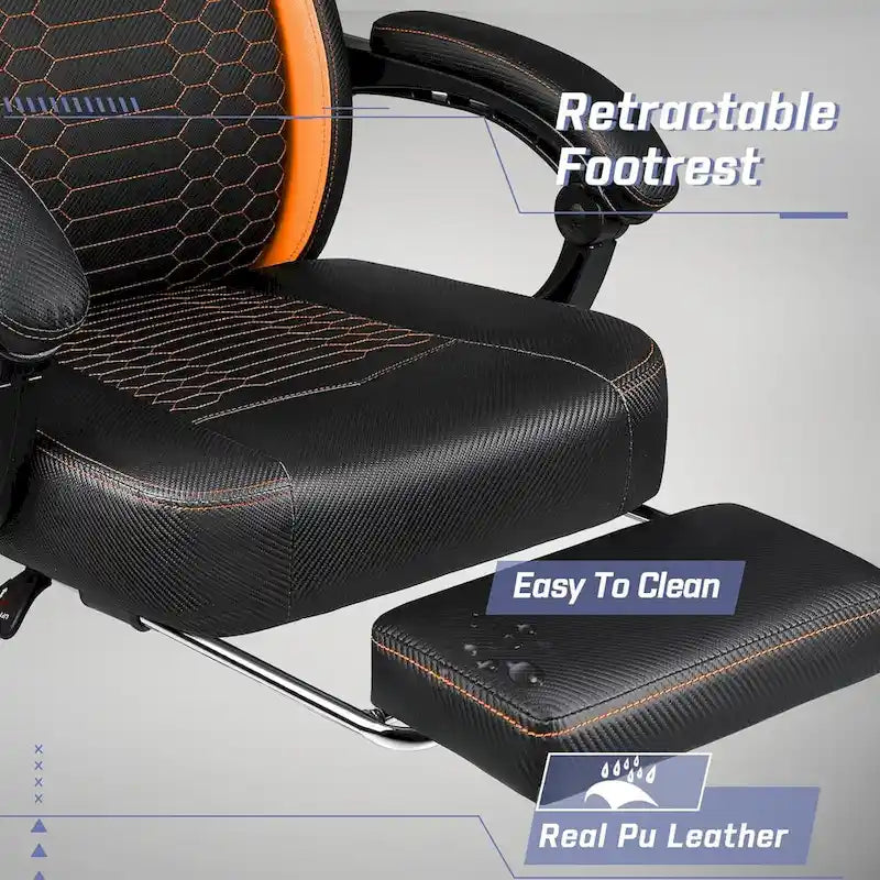 Bossin Gaming Chairs with Footrest, Big and Tall Chair 400 Capacity, Racing Style Computer Chair with Ergonomic Lumbar Support