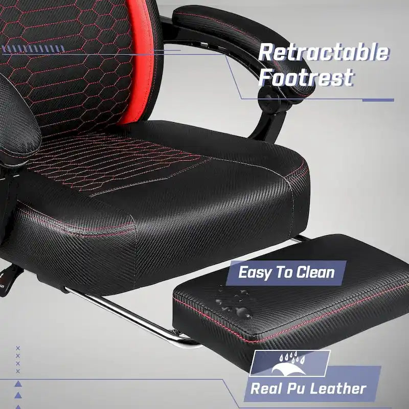 Bossin Gaming Chairs with Footrest, Big and Tall Chair 400 Capacity, Racing Style Computer Chair with Ergonomic Lumbar Support