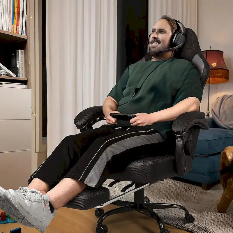 Bossin Gaming Chairs with Footrest, Big and Tall Chair 400 Capacity, Racing Style Computer Chair with Ergonomic Lumbar Support