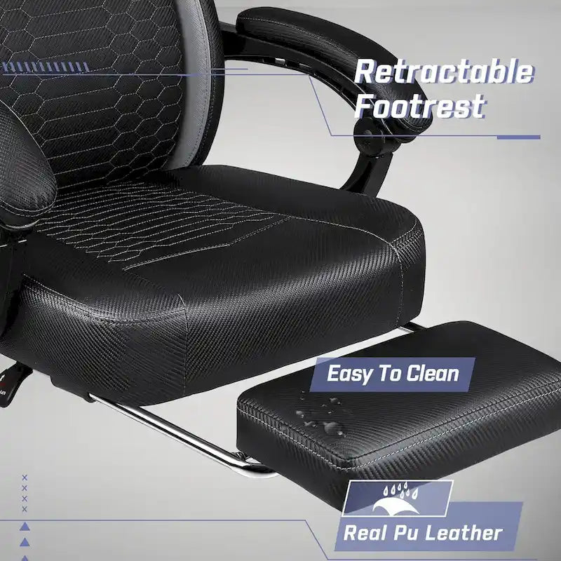 Bossin Gaming Chairs with Footrest, Big and Tall Chair 400 Capacity, Racing Style Computer Chair with Ergonomic Lumbar Support