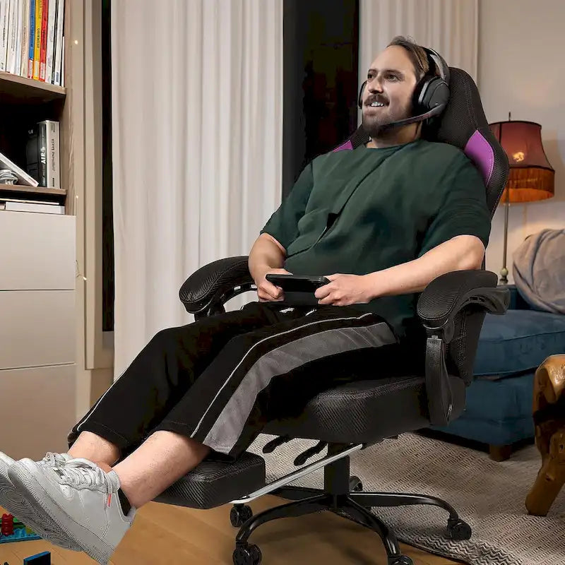 Bossin Gaming Chairs with Footrest, Big and Tall Chair 400 Capacity, Racing Style Computer Chair with Ergonomic Lumbar Support