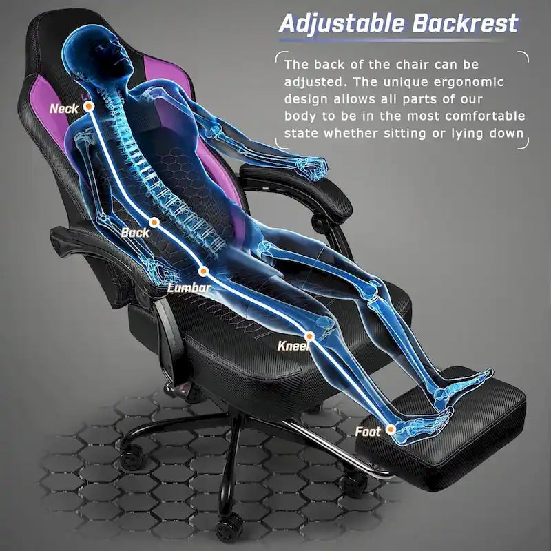 Bossin Gaming Chairs with Footrest, Big and Tall Chair 400 Capacity, Racing Style Computer Chair with Ergonomic Lumbar Support