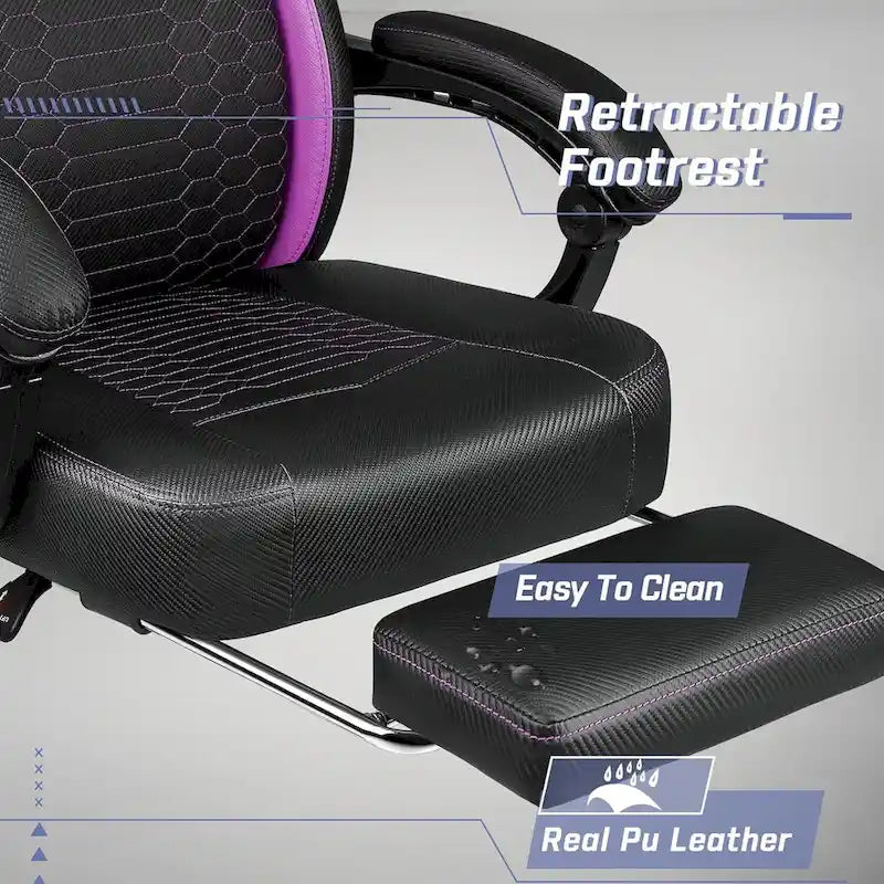 Bossin Gaming Chairs with Footrest, Big and Tall Chair 400 Capacity, Racing Style Computer Chair with Ergonomic Lumbar Support
