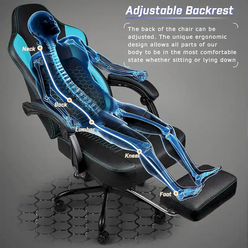 Bossin Gaming Chairs with Footrest, Big and Tall Chair 400 Capacity, Racing Style Computer Chair with Ergonomic Lumbar Support