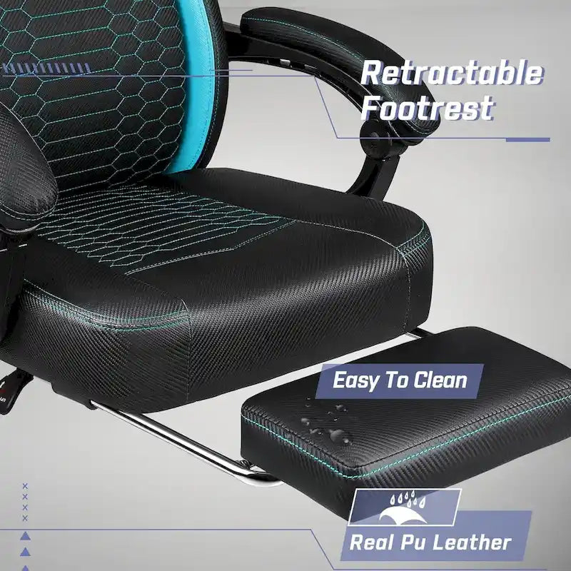 Bossin Gaming Chairs with Footrest, Big and Tall Chair 400 Capacity, Racing Style Computer Chair with Ergonomic Lumbar Support