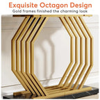 Gold Console Table, Faux Marble Entryway Table Narrow Sofa Table with Geometric Metal Base, 40 Inch Modern Accent Table