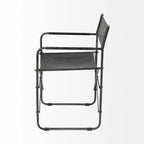 Direttore Black Genuine Leather Seat With Black Iron Frame Dining Chair - 19.7W x 21.7D x 33H