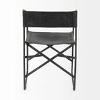 Direttore Black Genuine Leather Seat With Black Iron Frame Dining Chair - 19.7W x 21.7D x 33H