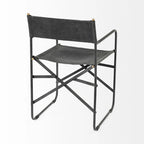 Direttore Black Genuine Leather Seat With Black Iron Frame Dining Chair - 19.7W x 21.7D x 33H