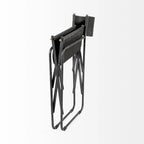 Direttore Black Genuine Leather Seat With Black Iron Frame Dining Chair - 19.7W x 21.7D x 33H