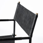 Direttore Black Genuine Leather Seat With Black Iron Frame Dining Chair - 19.7W x 21.7D x 33H