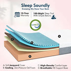Renanim Zero Gravity Adjustable Bed Frame with 12 Memory Foam Mattress, Dual Massage, USB, Under Bed Light, Remote, App Control