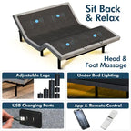 Renanim Zero Gravity Adjustable Bed Frame with 12 Memory Foam Mattress, Dual Massage, USB, Under Bed Light, Remote, App Control