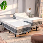 Renanim Zero Gravity Adjustable Bed Frame with 12 Memory Foam Mattress, Dual Massage, USB, Under Bed Light, Remote, App Control