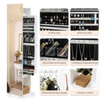 360 Full Length Mirror Jewelry Armoire with Hall Tree - N/A