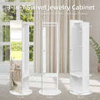 360 Full Length Mirror Jewelry Armoire with Hall Tree - N/A