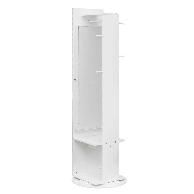 360 Full Length Mirror Jewelry Armoire with Hall Tree - N/A