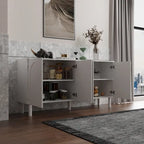 63.2W Bookcase Credenza Sideboard Buffet with Drawer & Pop-Up Doors
