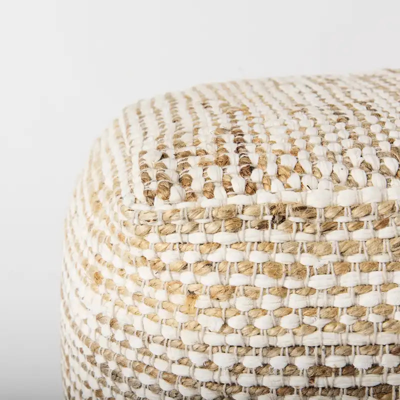 Mercana Ekani Cream & Beige Cotton Square Pouf