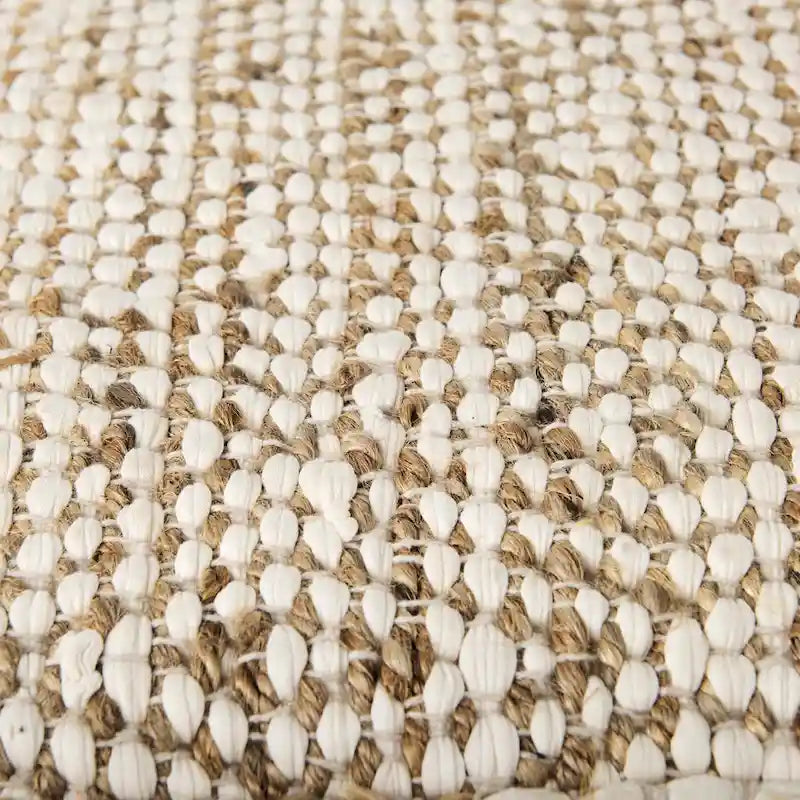 Mercana Ekani Cream & Beige Cotton Square Pouf