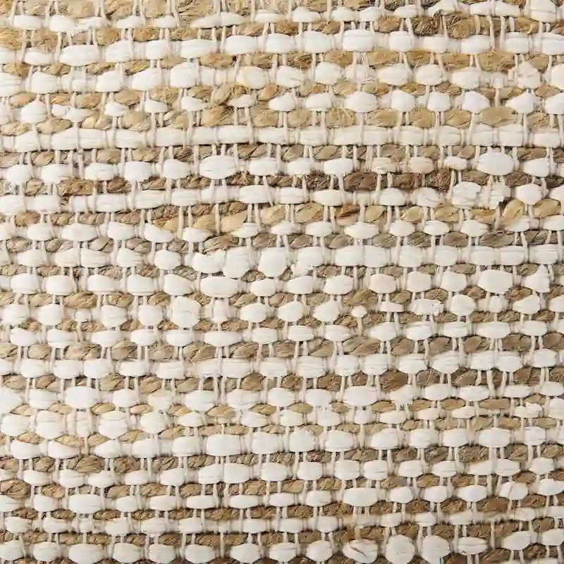 Mercana Ekani Cream & Beige Cotton Square Pouf