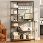 Moasis Kitchen Microwave Stand Bakers Rack Utility Storage Shelf with Power Outlet
