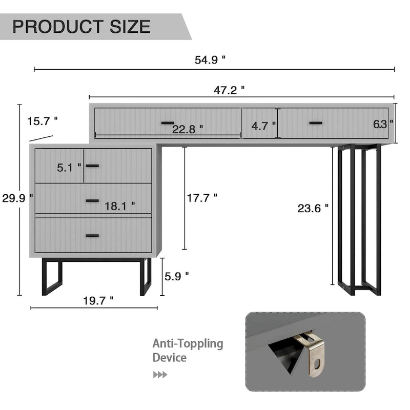 Eclife Makeup Vanity Desk Set with Drawers Storage Dresser Dressing Table for Bedroom