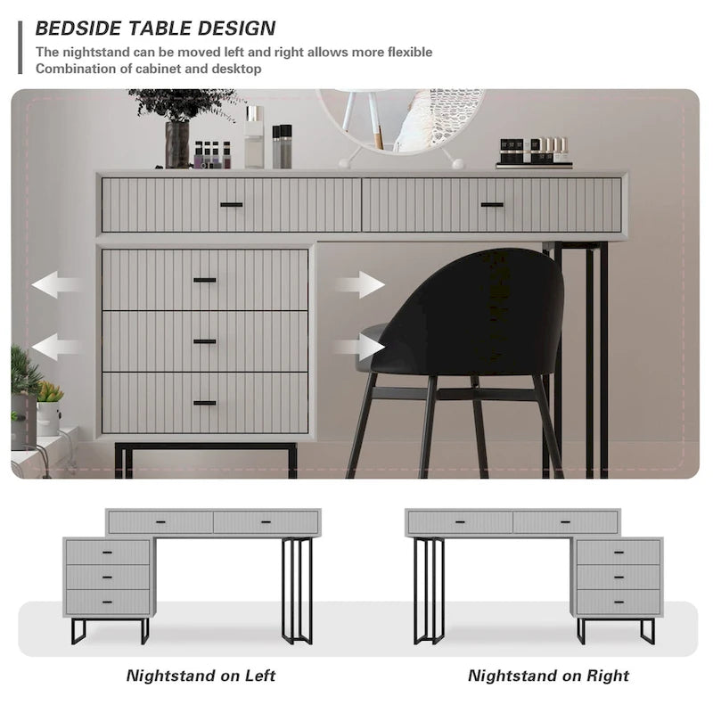 Eclife Makeup Vanity Desk Set with Drawers Storage Dresser Dressing Table for Bedroom