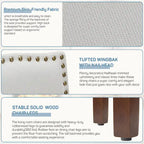 Dining Chairs Set of 2, Upholstered Dining Room Chairs Fabric Kitchen Chairs with Solid Wood Frame and Nailhead Trim