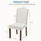 Dining Chairs Set of 2, Upholstered Dining Room Chairs Fabric Kitchen Chairs with Solid Wood Frame and Nailhead Trim