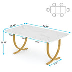 63 Inch White Rectangular Dining Table for 4 to 6