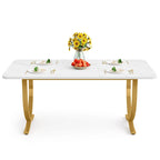63 Inch White Rectangular Dining Table for 4 to 6