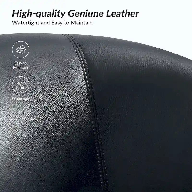 Althea Modern Genuine Leather Swivel Barrel Chair with Solid Wood Base Set of 2 By HULALA HOME
