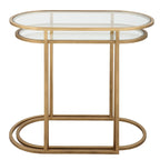 Antique Brushed Brass Nesting Tables, Set of 2 - 24W x 22H x 12.5D