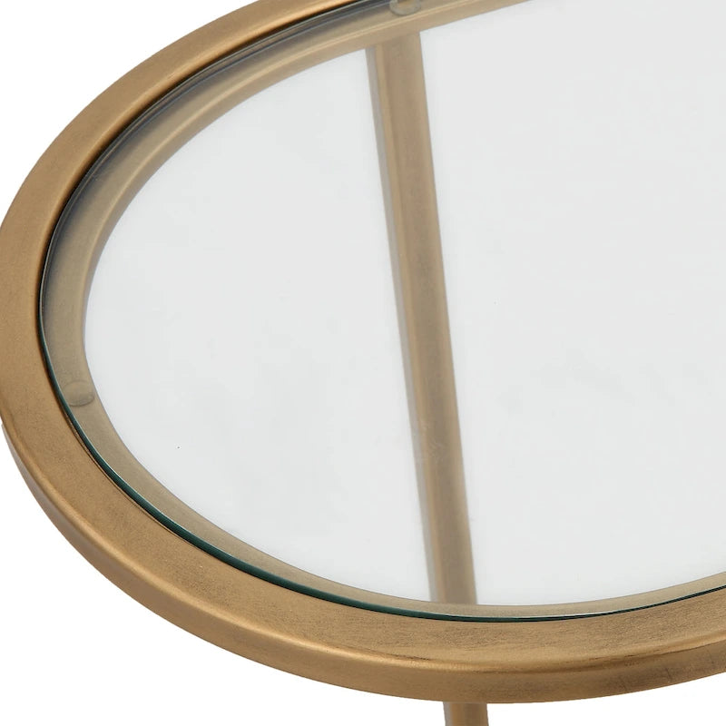 Antique Brushed Brass Nesting Tables, Set of 2 - 24W x 22H x 12.5D